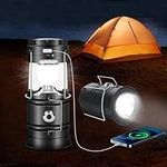 Cootway Solar Camping Lamp, Pack of 2, Ultra Bright LED Solar Camping Lamp, Rechargeable, Portable Foldable Solar Camping Lamp, USB Charger, Camping Lantern Torch for Camping, Power Outage, Emergency