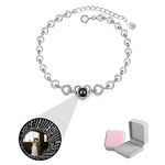 wikkeny Personalized Photo Projection Bracelets, 925 Sterling Silver Custom Name I Love You 100 Languages Bracelet Jewelry Gifts Women Girls,Silver Full Color
