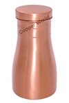 COPPER WORLD PLAIN COPPER BEDROOM BOTTLE WITH INBUILT GLASS DRINKWARE VESSELS MODERN DESIGN BROWN COLOR WITH AYURVEDIC HEALTH BENEFITS 1000ML (1 LITRE)