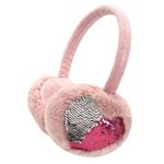 Gifts Treat Girls Ear Muffs Sequins Earmuffs Kids Winter Warm Ear Covers in Plush and Flip Sequin Design Pink Adjustable Earmuffs for Girls Cute Fluffy Ear Warmers, Heart Sequins, S