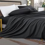 Shilucheng Full Size Sheet Set - Breathable & Cooling Bed Sheets - Soft 1800 Thread Count Microfiber Hotel Sheets - Comfy Bedding 16 Inch Deep Pockets & Easy Fit - 4 Piece(Full, Black)