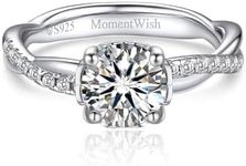 MomentWish Promise Ring for Women, Moissanite 1Carat Engagement Rings for Her S925 Sterling Silver Ring, Simulated Diamond Petite Twisted Vine Rings-Size7