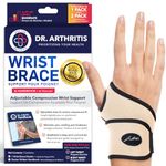 Doctor Developed Premium Wrist Support/Wrist Strap/Wrist Brace/Hand Support [Single] & DOCTOR WRITTEN HANDBOOK- RELIEF for Wrist Injuries, Arthritis, Sprains & More (Nude)