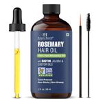 Botanic Hearth 100% Pure Rosemary Oil For Hair Growth Infused With Biotin | Hair Strenghtening Treatment | Nourishing & Volumizing | With Jojoba Oil & Castor Oil | Non GMO Verified | 60 ml