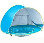 Baby Beach Tent Pop Up Shade with Infant Pool Cabana UV Protection Waterproof Sun Shelter Umbrella for Baby (Blue)