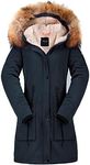 Orolay Women's Thicken Fleece Lined Parka Winter Coat Hooded Jacket with Removable Fur Collar Navy L