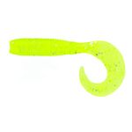 Yamamoto 4" Fishing Single Tail Grub - Swimming Soft Plastic Bass Lure Baits -Chartreuse with Large Silver, 20 Pack