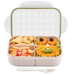 MISS BIG® Bento Box,Lunch Box for Kids,Ideal Leakproof Bento Lunch Box Kids,Mom’s Choice Lunch Box,No BPAs and No Chemical Dyes,Microwave and Dishwasher Safe Lunch Containers(1150ml White)