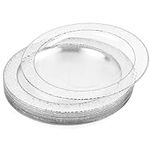 MATANA 40 Premium Clear Hard Plastic Dinner Plates with Hammered Silver Rim, 26cm / 10 Inch - Elegant & Reusable Party Plates for Weddings, Birthdays, Picnic, BBQ, Parties