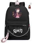 FSRONGXI 17.7inch Anime Backpack for School Nezuko Bookbag Anime Rucksack with Free Keychain for Kids Girls Boys (Nezuko)