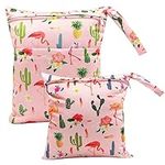 FenFang Wet Bag, Wet Dry Bags for Cloth Diapers Nappy Daycare Organiser Storage Bags, Waterproof Washable Reusable Zipper Bag (Pink)