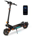 ECOROAD ET8 Off Road Electric Scooter for Adults, 70-80KM Long Range & 52KM/H, 1000W Peak Motor, Dual Disc Braking, 360° Deck Lights, Height-Adjustable, 10" Foldable Fast E Scooter with Seat