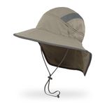 Sunday Afternoons Ultra Adventure Hat - Sun Hat for Men Women with Neck Flap, UPF 50+ UV Protective Hiking Fishing Hats, Wide Brim, Sand, S/M