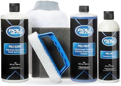 Poli Glow Deluxe Boat & RV Restoration Kit–Removes Oxidation, Seals & Protects–Restores High-Gloss Shine to Fiberglass & Gelcoat–New Liquid or Classic Powder Poli Ox–Easy, Long-Lasting 6-in-1 System