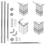 Chrome Shower Curtain Rail/Rod, 4 way use,L Shape,U shape with ceiling mount/bracket