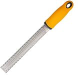 P-Plus International Citrus Lemon Zester Cheese Grater Cheese Lemon Ginger Garlic Nutmeg Vegetables, Fruits Razor-Sharp Stainless Steel Blade Protective Cover, Dishwasher Safe (Yellow)