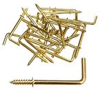 25 x 32mm (1-1/4”in) Brass-Plated Square Shouldered Dresser Hooks – Simple To Install Tapered Screw Head For Easy Installation Into Wood