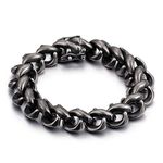 ANAZOZ Cuff Bracelet for Men,Bracelet Stainless Steel Men Curb Chain Bracelet Black