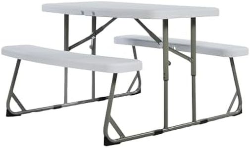 Flash Furniture Paige Easy-Fold Kids Outdoor Picnic Table and Benches - Commercial Grade Folding Plastic Play Table - Recommended for up to Age 5 - White