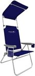 CARIBBEAN JOE Folding Beach Chair, 1 Position High Back Outdoor Camping Chair with Canopy, Lightweight and Portable, Navy