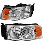 DNA MOTORING HL-OH-DR02-CH-AM Chrome Housing Amber Corner Headlights Compatible with 02-05 Ram 1500/03-05 Ram 2500 3500, Left & Right