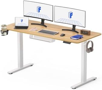 FLEXISPOT 140 * 60cm Electric Standing Desk Adjustable Sit Stand Up Desk Computer Desk with Hook Memory Function for Office and Home (Maple+White)