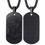 FaithHeart Saint Michael Necklace, Police Protector Gifts for Men/Women, Stainless Steel St. Michael The Archangel Medal Pendant Dog Tag Jewelry (Send Gift Box)- Black