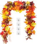 KASZOO 2 Pack Artificial Fall Maple Leaf Garland,5.8 Ft/Pack Autumn Hanging Garland Autumn Foliage Garland for Thanksgiving Dinner Party Fireplace Christmas Home Decor