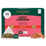 VAHDAM, Sweet Cinnamon Tea Bags (30 Pyramid Tea Bags) Non GMO, Gluten Free, No Artificial Flavor | Cinnamon Masala Chai Tea Bags | Whole Leaf Tea Bags | Individually Wrapped Pyramid Tea Bags