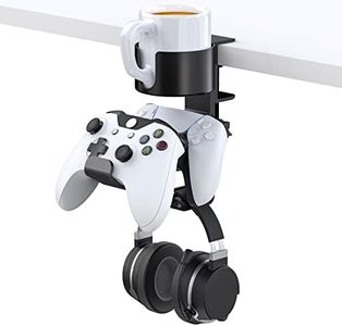 TOCiTAA New Controller Holder with Headphone Hanger, 3 in 1 Desk Cup Holder with Headphone Stand, Controller Stand Gaming Accessories, Game Controller Stand Holder for Xbox, PS4, PS5, PC, Switch