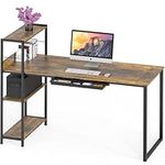 SHW 46 Inch Mission Desk with Side Shelf, Rustic Brown