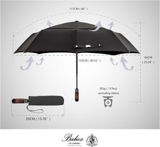 Balios Folding Umbrella – Compact Windproof, Black
