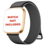 YODI Replacement Magnetic Clasp Chain Classic Strap for Fitbit Versa 1/ Versa 2/ Versa Lite/Versa SE Only Metal Straps [Smartwatch Not Included] (BLACK)