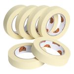 TAPEBEAR General Purpose Masking Tape 24mm x 55m, Beige White Painters Tape for Painting, Labeling, DIY Arts Crafts, Home Office School Projects, 6 Rolls