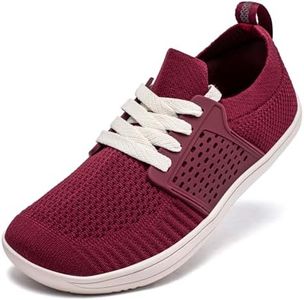 HOBIBEAR Wide Minimalist Barefoot Shoes Mens Womens Walking Sneakers Shoes | Zero Drop Sole | Optimal Relaxation (Wine Red,Women 12 Wide/Men 11 Wide)