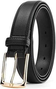 Weifert Women Dress Belt Black Leather Belts for Jeans Golden buckle (Black1, 36-38)