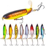 Aneew 8X Top Water Fishing Lures Accessories Bass Pencil Whopper Popper Spinnerbait Rotating Tail Musky 4"/0.45oz 8# Treble Hook