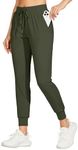 Willit Women's Joggers Pants Lightweight Athletic Sweatpants with Pockets Running Workout Casual Tapered Pants Olive Green XL