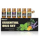 Wtrcsv Essential Oils Set- 6 Aromatherapy Oils -Perfect for Diffuser, Humidifier,Aromatherapy, Candle Making, Massage-Peppermint, Tea Tree, Lavender, Eucalyptus, Lemongrass, Sweet Orange（5ml）