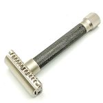 Parker Safety Razor, THE VARIANT OPEN COMB - ADJUSTABLE Double Edge Safety Razor, Customize your Shave with a Turn of the Dial from Mild to Aggressive - 5 Blades Included (Graphite Gray)