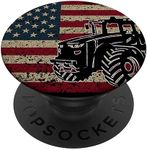 Farm Tractors America Flag I Patriotic Farming Gift Idea PopSockets Adhesive PopGrip