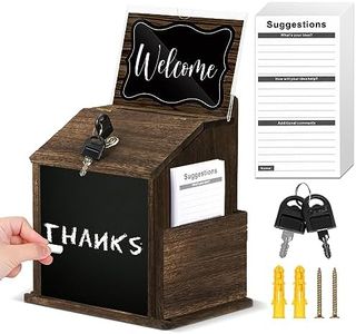Wood Suggestion Box with Acrylic Sign Holder Chalkboard 100 Suggestion Cards