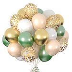 Sage Green White Gold Balloons, 50 pcs Sage Green Blush Gold Confetti Latex Balloon for Birthday Baby Shower Wedding Bridal Shower Eucalyptus Party Decorations…