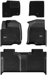 3W Floor Mats & Front Carpet Fit for 2019-2024 2025 Chevy Silverado/GMC Sierra Denali 1500 & 2020-2024 2025 GMC Sierra 2500HD/3500HD Crew Cab, TPE All Weather Accessories 2 Rows Full Set Car Mats