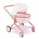 LullaBaby – Twin Doll Stroller – Pink Toy Stroller With Gold Stars – Foldable Canopy, Swivel Wheels & Storage Basket – Baby Doll Accessories – Toys For Kids Ages 2 & Up – Double Doll Stroller