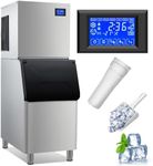 GarveeHome Commercial Ice Machine, 400Lbs Per Day with 350lbs Storage Bin, Stainless Steel Industrial Ice Cube Machine for Coffee Shop, Business Restaurant