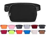 Belt Bag for Women Men Fanny Pack Women Men, Ginsco Crossbody Bag with Adjustable Strap, Waterproof Unisex Lightweight Everywhere Belt Bag Waist Pouch Fits Hiking Running Travel Black M125