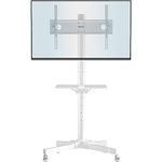 BONTEC Mobile TV Stand on Wheels for 23-60 inch Plasma/LCD/LED TVs, Portable TV Stand with Tray, Height adjustable Home Display Rolling TV Cart Trolly holds 25kg, Max. VESA 400x400mm (White)