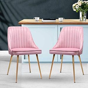 Artiss Dining Chairs Velvet Pink Esright Chair Nursing Seats Reading Seating Home Living Room Bedroom Kitchen Cafe Office Furniture, Wooden Frame, in 46cm Seat Height