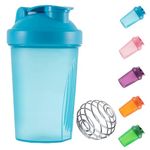 KANGSIT Protein Shaker Bottle 400ml with Stainless Steel Mixing Ball, BPA- and DEHP-free, Leakproof Flip On Lid- Protein & Supplement Shaker Bottle